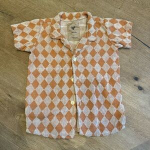 RESERVED - OAS Kids Orange and White Argyle Terry Button Down Shirt